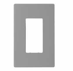 1-Gang Decora Wall Plate, Mid-Size, Screwless, Grey