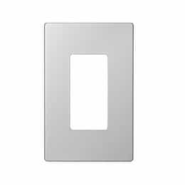 1 Gang Wallplate, Screwless, Mid-Size, Silver Granite Finish