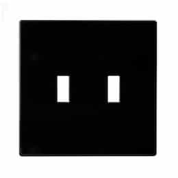 Eaton Wiring 2-Gang Toggle Wall Plate, Mid-Size, Screwless, Polycarbonate, Black