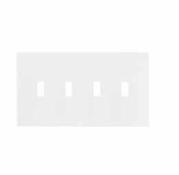 4-Gang Toggle Wall Plate, Mid-Size, Screwless, White