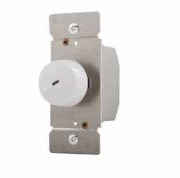 600W Rotary Dimmer, Preset, Single Pole, White