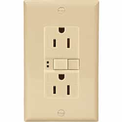 15 Amp Duplex GFCI Receptacle Outlet, Ivory