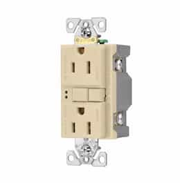 Eaton Wiring 15 Amp GFCI Duplex Receptacle, 2-Pole, PVC, Ivory