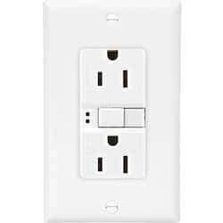 15 Amp Duplex GFCI Receptacle Outlet, White, Pack of 50