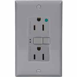 15 Amp Hospital Grade GFCI Receptacle Outlet, Gray