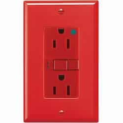 15 Amp Hospital Grade GFCI Receptacle Outlet, Red