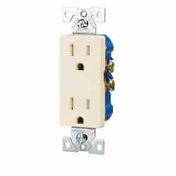 15A TR Decora Duplex Receptacle, 2P3W, #14-10 AWG, 125V, LA, 10PK