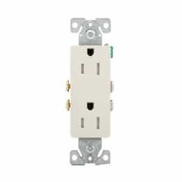 15A TR Decora Duplex Receptacle, 2P3W, #14-10 AWG, 125V, Light Almond