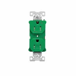 15 Amp Half Controlled Duplex Receptacle, Tamper Resistant, Green