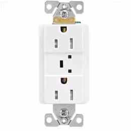 15A TR Surge Receptacle w/ LED Indicator and Alarm, 2P3W, 125V, White