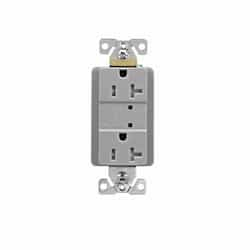 20 Amp Duplex Receptacle w/LED Indicators, Commercial Grade, Gray