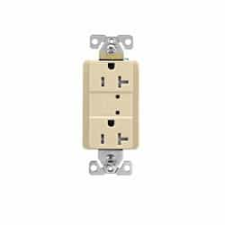 20 Amp Duplex Receptacle w/LED Indicators, Commercial Grade, Ivory