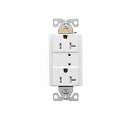 20 Amp Duplex Receptacle w/LED Indicators, Commercial Grade, White