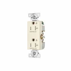 20 Amp Dual Controlled Decorator Receptacle, Tamper Resistant, Construction Grade, Light Almond