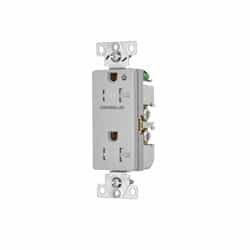 20 Amp Half Controlled Decorator Receptacle, Tamper Resistant, Construction Grade, Gray