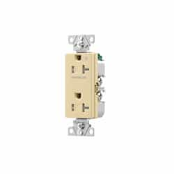 20 Amp Half Controlled Decorator Receptacle, Tamper Resistant, Construction Grade, Ivory