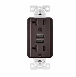 20A Duplex Receptacle w/ 3.6A Dual USB, TR, 125V, Oil Rubbed Bronze