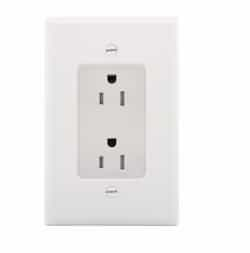 15 Amp Duplex Receptacle w/ Wall Plate, 2-Pole, 125V, White