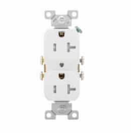 20 Amp Duplex Receptacle, NEMA 5-20R, 2-Pole, White