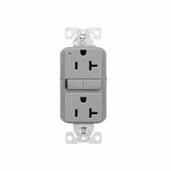 Eaton Wiring 20A TR Slim Self-Test GFCI Receptacle Outlet, B&S, 125V, Gray