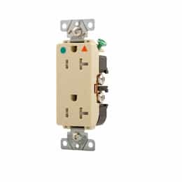 Eaton Wiring 20 Amp Duplex Receptacle w/ Isolated Ground, Terminal Guards, Gray