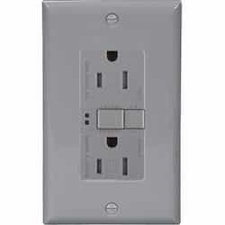 15 Amp Tamper Resistant Duplex GFCI NAFTA-Compliant Outlet, Gray