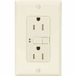 Eaton Wiring 15 Amp Tamper Resistant Duplex GFCI w/ Mid-Size Wallplate, Light Almond