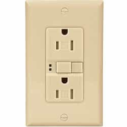 15 Amp GFCI Receptacle, Tamper Resistant, 125V, Ivory