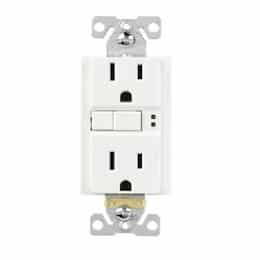 15A TR GFCI Self Test Duplex Receptacle, 2-Pole, 3-Wire, 125V, WH, 3PK