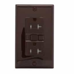 20 Amp Tamper Resistant Duplex GFCI Receptacle Outlet, Brown