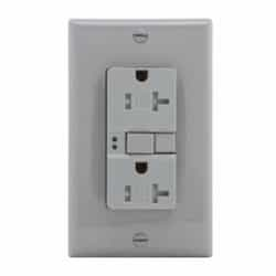 20 Amp Tamper Resistant Duplex GFCI Receptacle Outlet, Gray