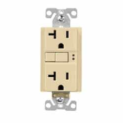 20A TR GFCI Self Test Duplex Receptacle, 2P3W, #14-10 AWG, 125V, Ivory