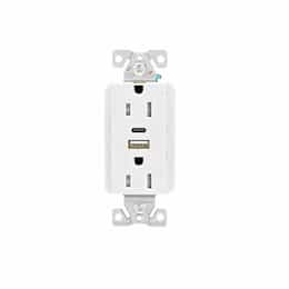 Eaton Wiring 15 Amp Duplex Receptacle w/ USB AC Charger, Tamper Resistant, White
