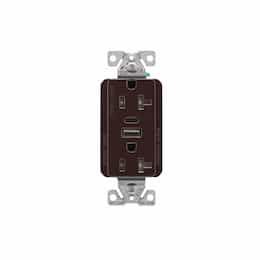 Eaton Wiring 20 Amp Duplex Receptacle w/ USB AC Charger, Tamper Resistant, Brown