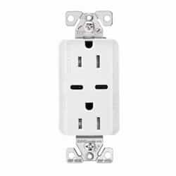 Eaton Wiring 15 Amp TR Duplex Receptacle, 5.0 Amp Dual USB C, 5-15R, 125V, White