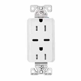 Eaton Wiring 15 Amp TR Duplex Receptacle, 5.0 Amp Dual USB C, 5-15R, 125V, White