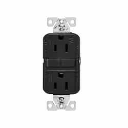 Eaton Wiring 15A TR & WR Slim Self-Test GFCI Receptacle Outlet, B&S, 125V, Black