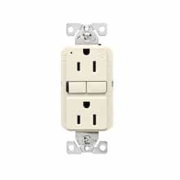 15A TR & WR Slim Self-Test GFCI Receptacle Outlet, B&S, 125V,L. Almond