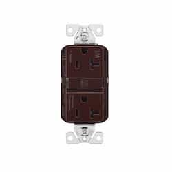 Eaton Wiring 20A TR & WR Slim Self-Test GFCI Receptacle Outlet, B&S, 125V, Brown