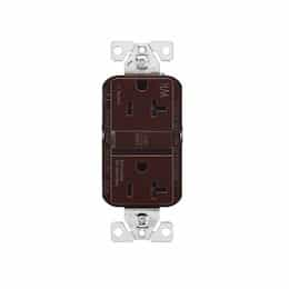 20A TR & WR Slim Self-Test GFCI Receptacle Outlet, B&S, 125V, Brown