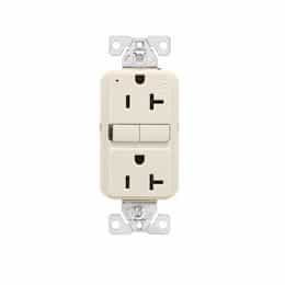 20A TR & WR Slim Self-Test GFCI Receptacle Outlet, B&S, 125V,L. Almond