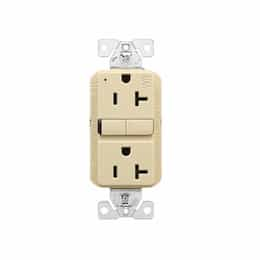 20A TR & WR Slim Self-Test GFCI Receptacle Outlet, B&S, 125V, Ivory