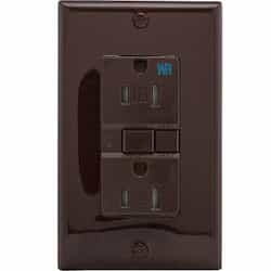 15 Amp Tamper & Weather Resistant GFCI Receptacle Outlet, Self Testing, Brown