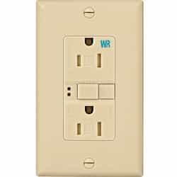 15 Amp Tamper & Weather Resistant GFCI Receptacle Outlet, Ivory