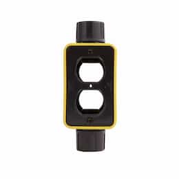 Extra Depth Feed Through Portable Outlet Box & Duplex Receptacle Cover Plate, Yellow