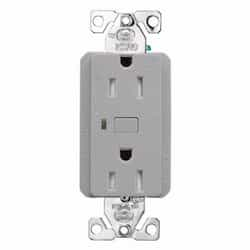 15 Amp Wi-Fi Smart TR Duplex Receptacle, 2-Pole, 3-Wire, 120V, Gray