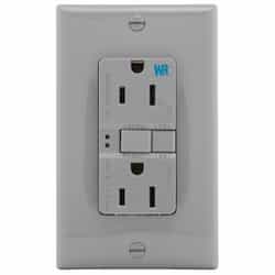 15 Amp Weather Resistant GFCI Receptacle NAFTA-Compliant Outlet, Gray