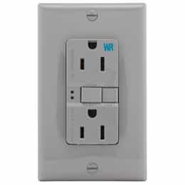 15 Amp Weather Resistant GFCI Receptacle Outlet, Gray