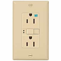 15 Amp Weather Resistant GFCI Receptacle Outlet, Ivory