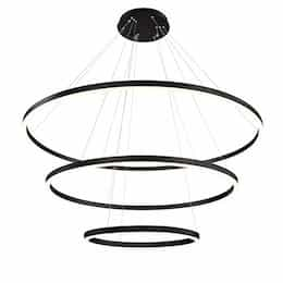 61-in 165W Spunto Pendant Chandelier, 120V, 16298 lm, 3000K, Black